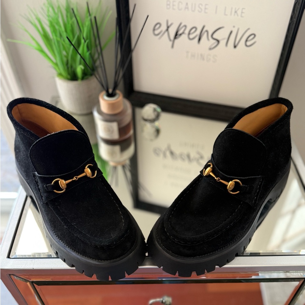 Gucci Horsebit Black Suede Ankle Boots